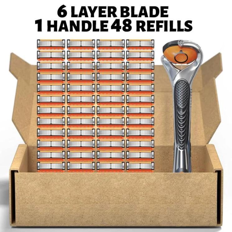 🔥 Men's Razor Blade Set – 48 Ultra-Sharp Blades + FREE Handle